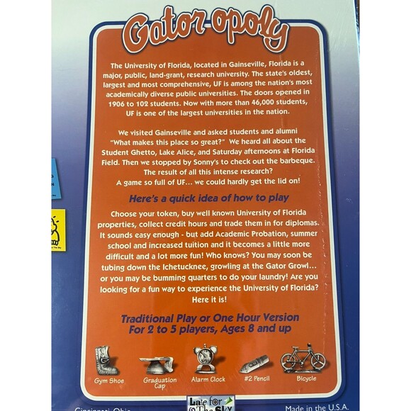 Gator opoly Board Game University Of Florida Gators Monopoly UF New Sealed - Picture 3 of 8